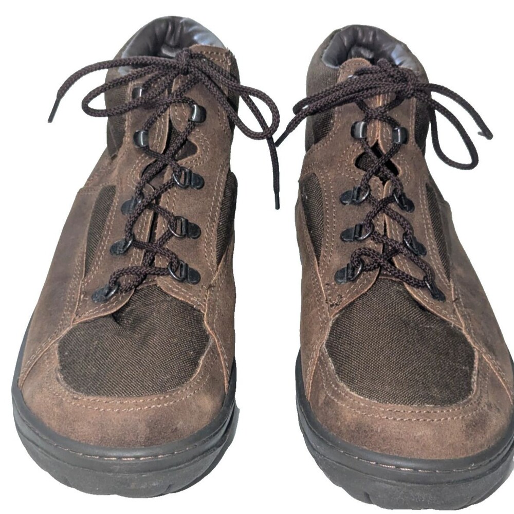 Vintage Florsheim Outdoorsman Men's Hiking Boots 12D Dark Brown leather & Canvas